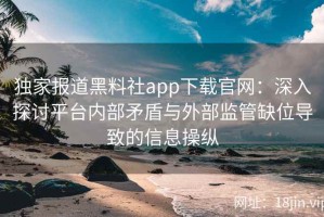 独家报道黑料社app下载官网：深入探讨平台内部矛盾与外部监管缺位导致的信息操纵