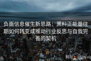 负面信息催生新思路：黑料正能量往期如何转变成推动行业反思与自我完善的契机