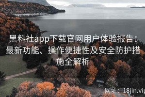 黑料社app下载官网用户体验报告：最新功能、操作便捷性及安全防护措施全解析