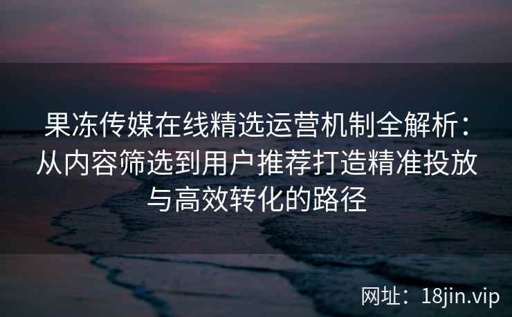 果冻传媒在线精选运营机制全解析：从内容筛选到用户推荐打造精准投放与高效转化的路径