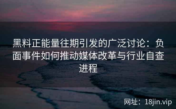 黑料正能量往期引发的广泛讨论：负面事件如何推动媒体改革与行业自查进程