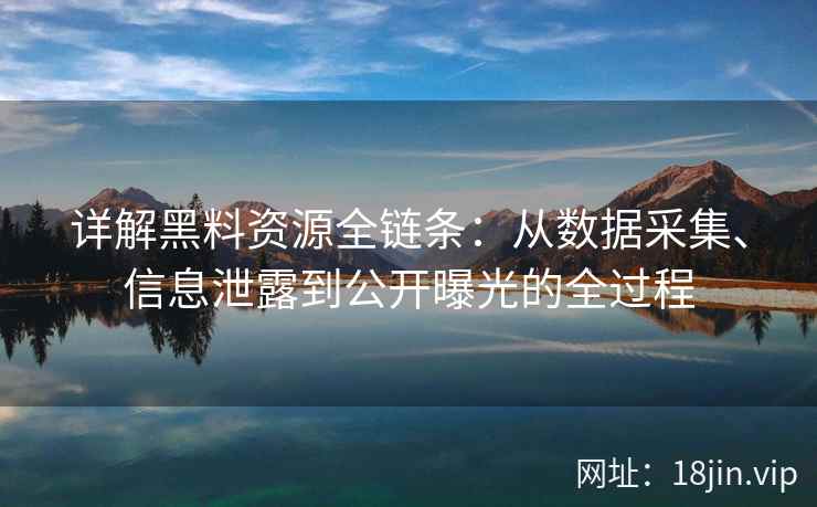 详解黑料资源全链条：从数据采集、信息泄露到公开曝光的全过程