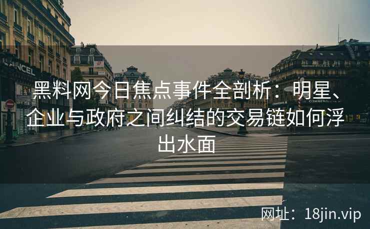 黑料网今日焦点事件全剖析：明星、企业与政府之间纠结的交易链如何浮出水面