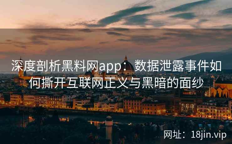 深度剖析黑料网app：数据泄露事件如何撕开互联网正义与黑暗的面纱