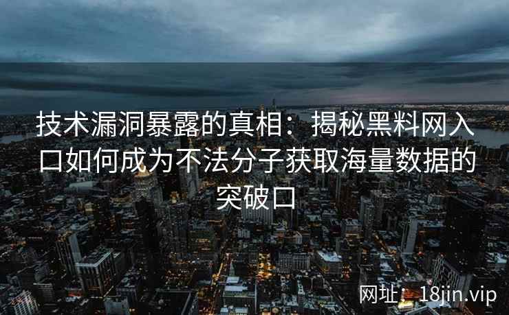 技术漏洞暴露的真相：揭秘黑料网入口如何成为不法分子获取海量数据的突破口