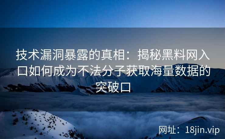 技术漏洞暴露的真相：揭秘黑料网入口如何成为不法分子获取海量数据的突破口